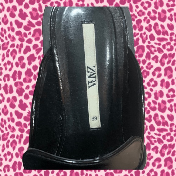 ZARA NWOT - Black Patent Leather Slip-On Loafers US 7.5 (EUR 38) - Picture 5 of 6